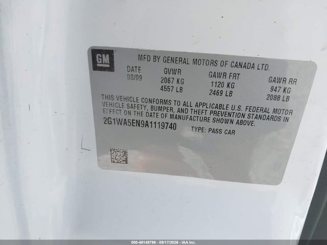 Продаж на аукціоні авто 2010 Chevrolet Impala Ls, vin: 2G1WA5EN9A1119740, номер лоту: 46149796