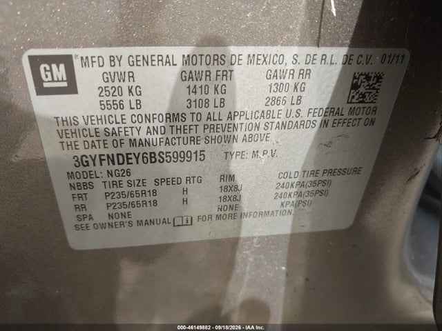 Продажа на аукционе авто 2011 Cadillac Srx Luxury Collection, vin: 3GYFNDEY6BS599915, номер лота: 46149882