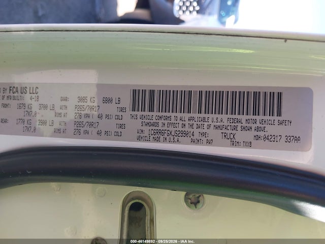 46149892 :رقم المزاد ، 1C6RR6FGXJS299014 vin ، 2018 Ram 1500 Tradesman  4x2 6'4 Box مزاد بيع