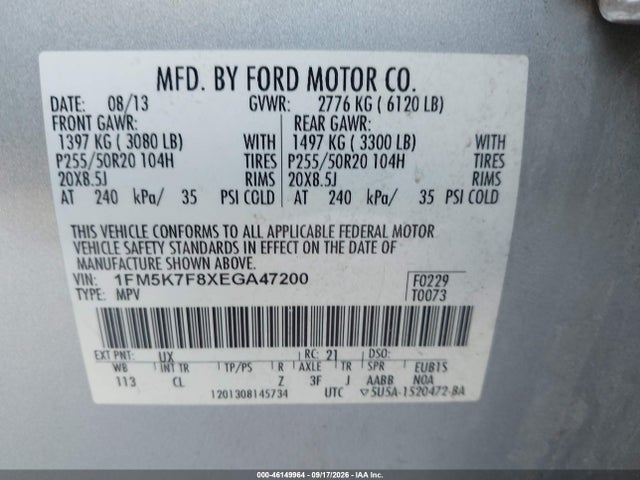 Aukcja sprzedaży 2014 Ford Explorer Limited, vin: 1FM5K7F8XEGA47200, numer aukcji: 46149964
