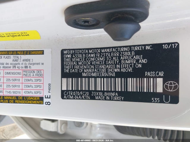 Продаж на аукціоні авто 2018 Toyota C-hr Xle Premium, vin: NMTKHMBX3JR041948, номер лоту: 46149965