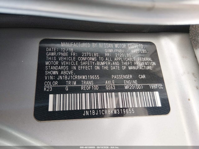 Продажа на аукционе авто 2019 Nissan Rogue Sport S, vin: JN1BJ1CR8KW319655, номер лота: 46150009