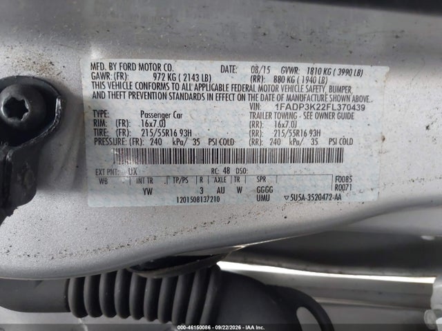 Продаж на аукціоні авто 2015 Ford Focus Se, vin: 1FADP3K22FL370439, номер лоту: 46150086