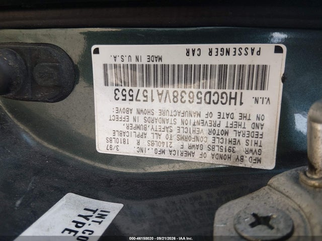 Продажа на аукционе авто 1997 Honda Accord Lx, vin: 1HGCD5638VA157553, номер лота: 46150020
