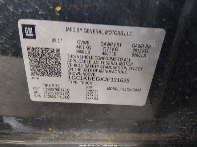 46150196 :رقم المزاد ، 1GC1KUEGXJF131625 vin ، 2018 Chevrolet Silverado 2500hd Wt مزاد بيع