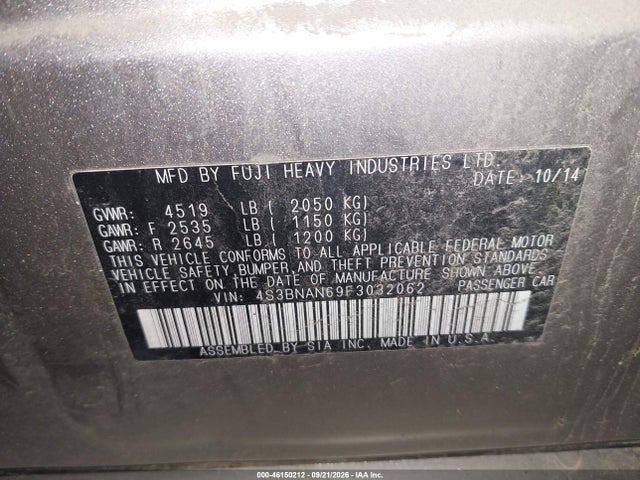 Aukcja sprzedaży 2015 Subaru Legacy 2.5i Limited, vin: 4S3BNAN69F3032062, numer aukcji: 46150212