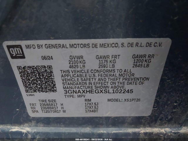 3GNAXHEGXSL102245 Chevrolet Equinox Fwd Lt