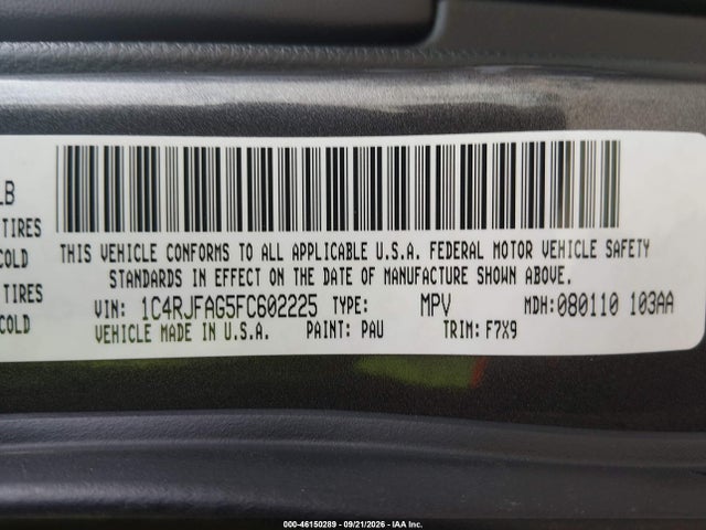 46150289 :رقم المزاد ، 1C4RJFAG5FC602225 vin ، 2015 Jeep Grand Cherokee Laredo مزاد بيع