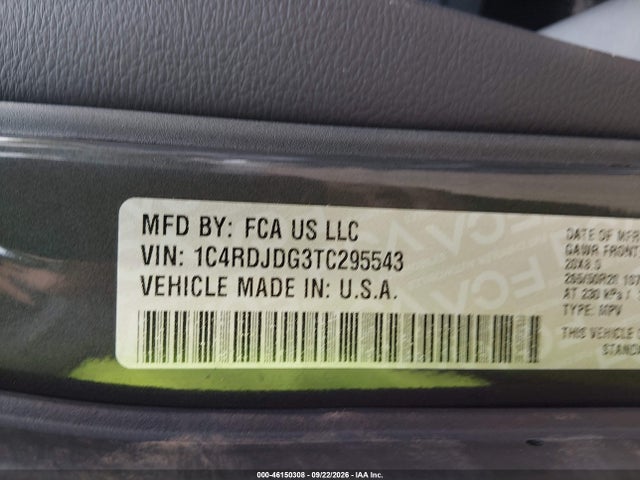 Продаж на аукціоні авто 2026 Dodge Durango Gt Plus Awd, vin: 1C4RDJDG3TC295543, номер лоту: 46150308