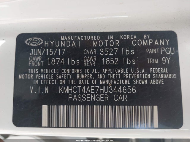 Продажа на аукционе авто 2017 Hyundai Accent Value Edition, vin: KMHCT4AE7HU344656, номер лота: 46150354
