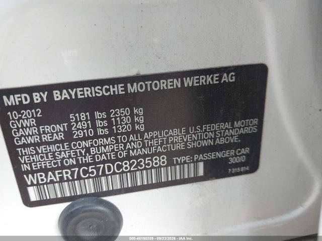 46150359 :رقم المزاد ، WBAFR7C57DC823588 vin ، 2013 Bmw 535i مزاد بيع