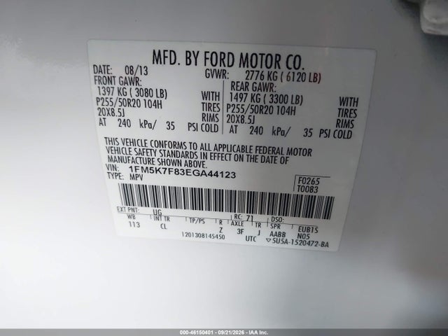 Ford Explorer Limited 2014 1FM5K7F83EGA44123 Image 9