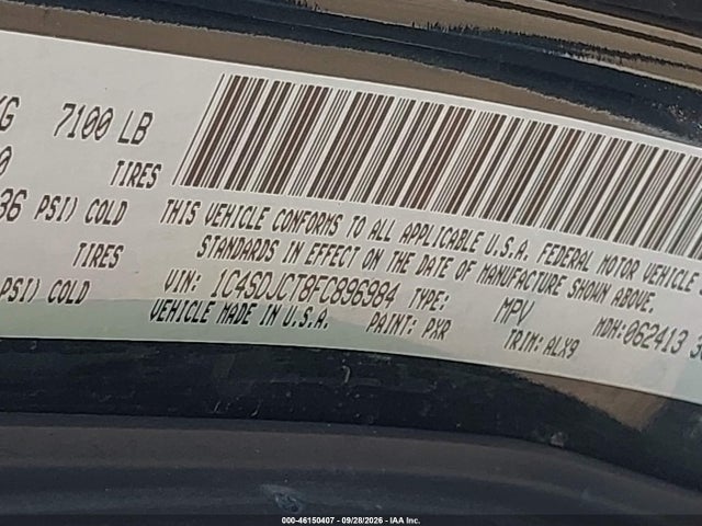 Продаж на аукціоні авто 2015 Dodge Durango R/t, vin: 1C4SDJCT8FC896984, номер лоту: 46150407