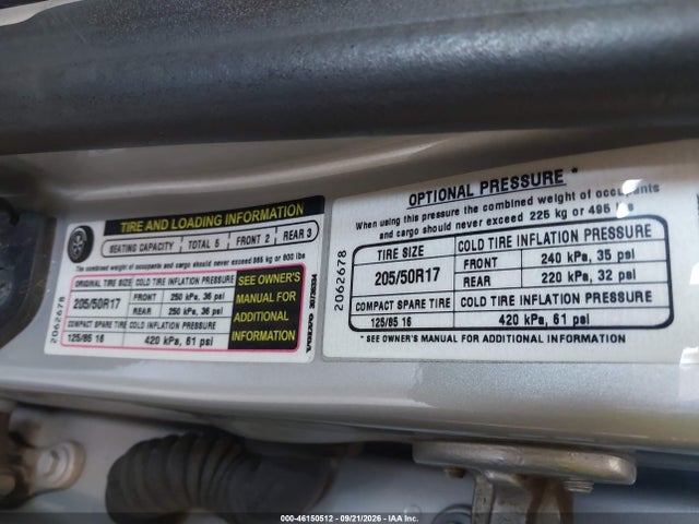 Aukcja sprzedaży 2005 Volvo V50 T5/t5 A Sr/t5 Awd, vin: YV1MJ682X52062678, numer aukcji: 46150512