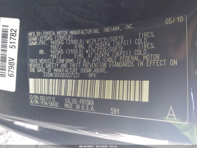 Продажа на аукционе авто 2011 Toyota Sienna Se, vin: 5TDXK3DC6BS037522, номер лота: 46150537
