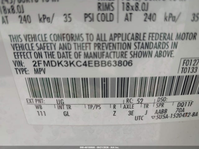 Ford Edge Limited 2014 2FMDK3KC4EBB63806 Image 9