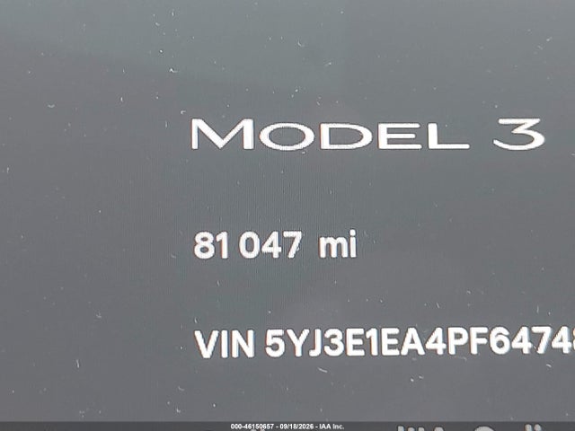 2023 Tesla Model 3 Rear-wheel Drive მანქანა იყიდება აუქციონზე, vin: 5YJ3E1EA4PF647485, აუქციონის ნომერი: 46150657