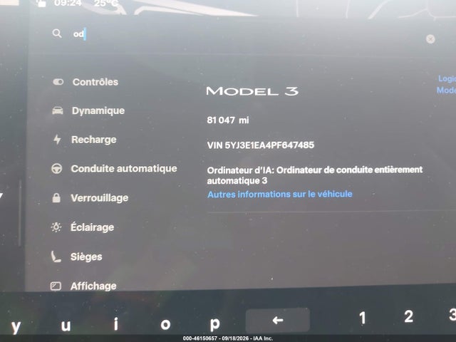 2023 Tesla Model 3 Rear-wheel Drive მანქანა იყიდება აუქციონზე, vin: 5YJ3E1EA4PF647485, აუქციონის ნომერი: 46150657