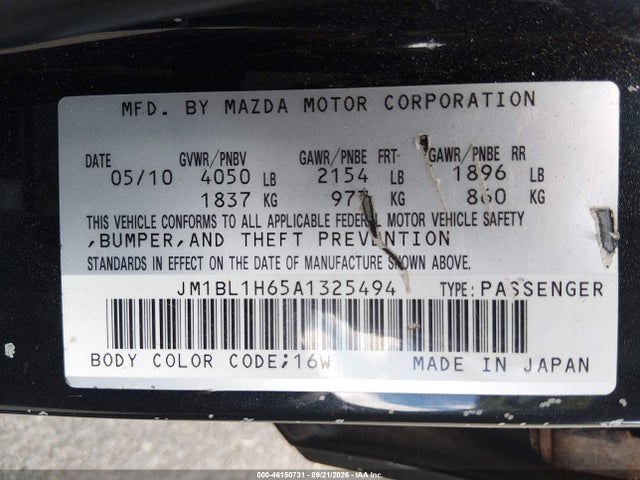 Aukcja sprzedaży 2010 Mazda Mazda3 S Sport, vin: JM1BL1H65A1325494, numer aukcji: 46150731
