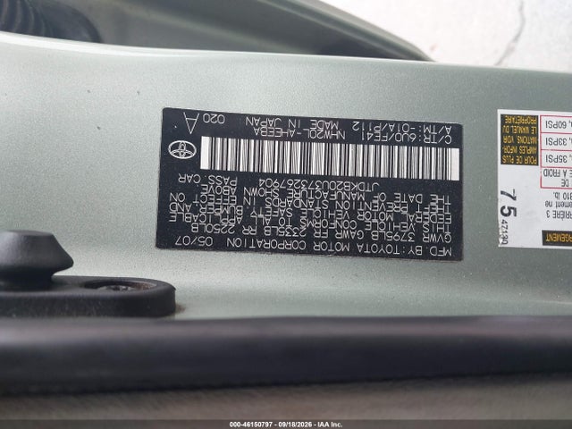 Продажа на аукционе авто 2007 Toyota Prius, vin: JTDKB20U373267904, номер лота: 46150797