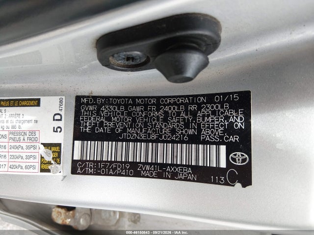 Aukcja sprzedaży 2015 Toyota Prius V Three, vin: JTDZN3EU8FJ024216, numer aukcji: 46150843