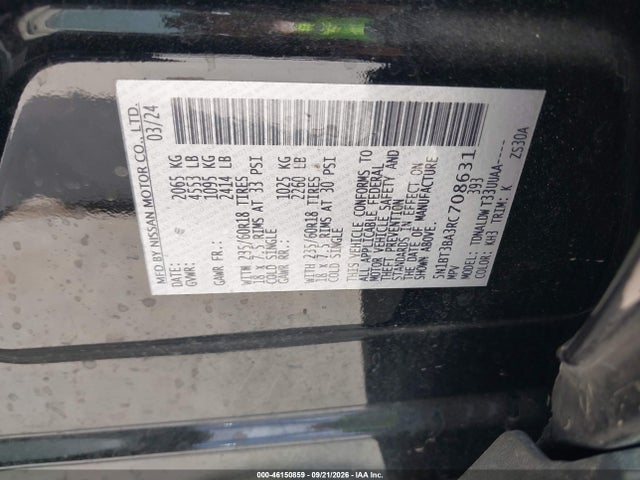 Продаж на аукціоні авто 2024 Nissan Rogue Sv Fwd, vin: 5N1BT3BA3RC708631, номер лоту: 46150859