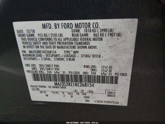 Ford Ecosport Titanium 2019 MAJ3S2KE1KC268154 Image 9