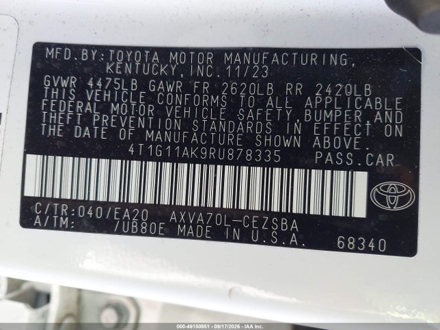 Toyota CAMRY SE 2024 4T1G11AK9RU878335 Image 9