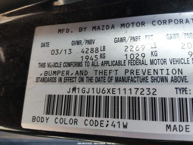 Aukcja sprzedaży 2014 Mazda Mazda6 I Sport, vin: JM1GJ1U6XE1117232, numer aukcji: 46151022