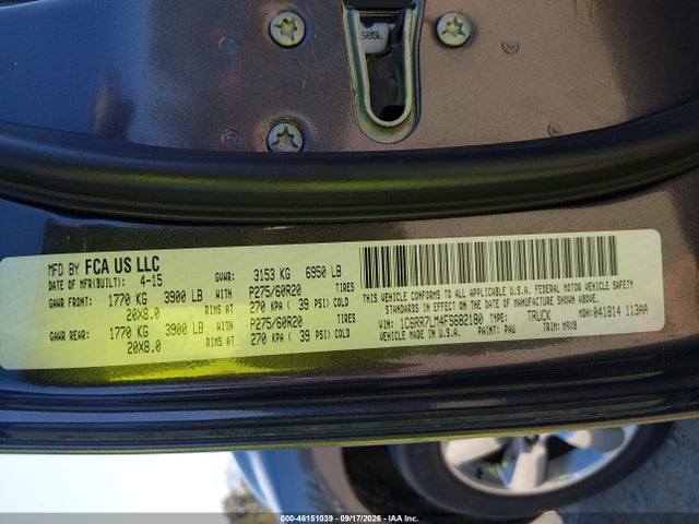 Продажа на аукционе авто 2015 Ram 1500 Big Horn, vin: 1C6RR7LM4FS682180, номер лота: 46151039