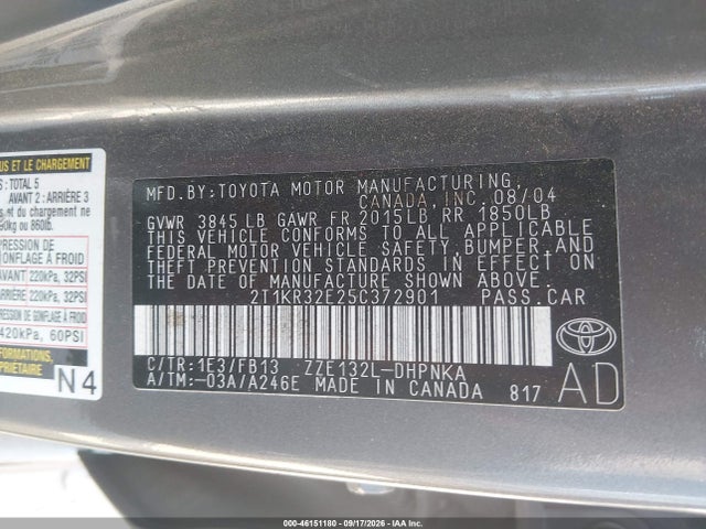 Продажа на аукционе авто 2005 Toyota Matrix Xr, vin: 2T1KR32E25C372901, номер лота: 46151180