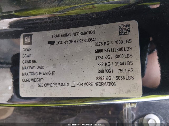 Chevrolet Silverado 1500 Custom 2019 1GCRYBEH7KZ310641 Image 9