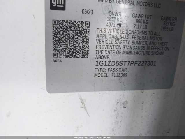 46151320 :رقم المزاد ، 1G1ZD5ST7PF227301 vin ، 2023 Chevrolet Malibu Fwd 1lt مزاد بيع