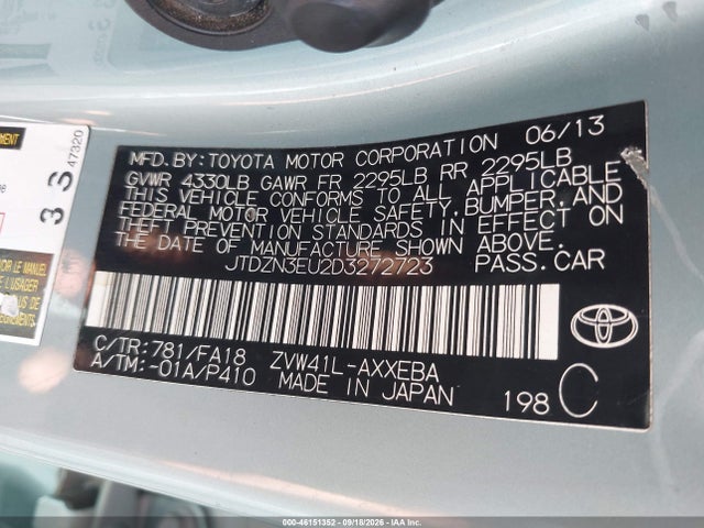 Aukcja sprzedaży 2013 Toyota Prius V Three, vin: JTDZN3EU2D3272723, numer aukcji: 46151352
