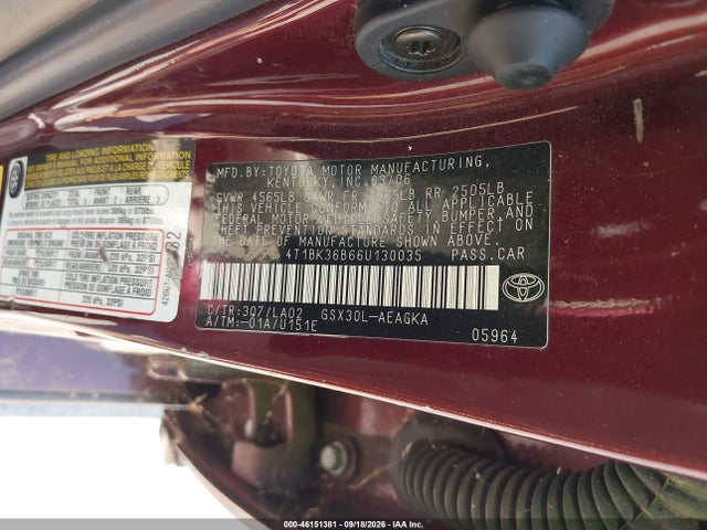 Продаж на аукціоні авто 2006 Toyota Avalon Xls, vin: 4T1BK36B66U130035, номер лоту: 46151381
