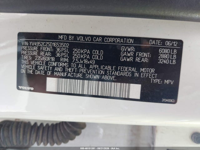 Aukcja sprzedaży 2013 Volvo Xc90 3.2/3.2 Platinum/3.2 Premier Plus, vin: YV4952CZ5D1653502, numer aukcji: 46151391