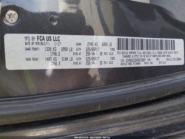 Aukcja sprzedaży 2017 Dodge Grand Caravan Sxt, vin: 2C4RDGCG5HR673087, numer aukcji: 46151410