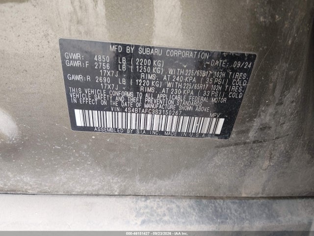 Продаж на аукціоні авто 2025 Subaru Outback Premium, vin: 4S4BTAFC3S3150267, номер лоту: 46151427
