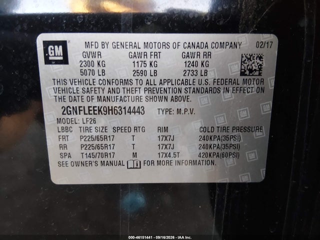 Aukcja sprzedaży 2017 Chevrolet Equinox Ls, vin: 2GNFLEEK9H6314443, numer aukcji: 46151441