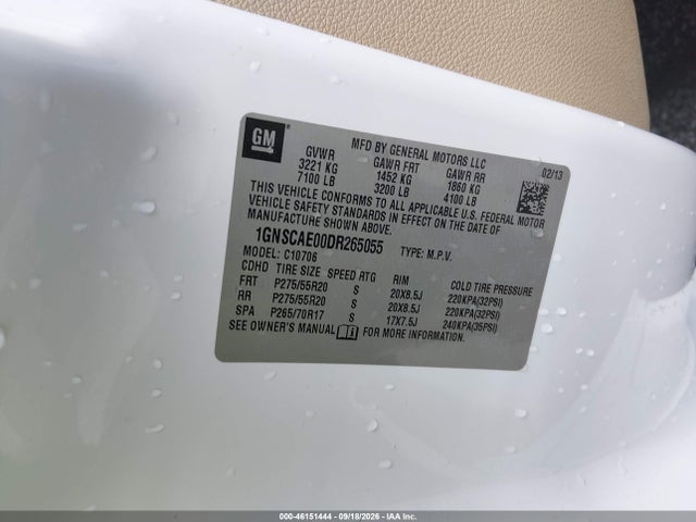 Продаж на аукціоні авто 2013 Chevrolet Tahoe Ls, vin: 1GNSCAE00DR265055, номер лоту: 46151444