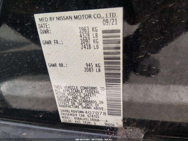 Nissan Altima 2.5 Sv 2021 1N4BL4DV5MN407078 Image 9