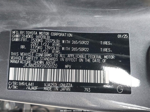 JTJVBCDXXS5036502 Lexus Gx 550 Luxury+