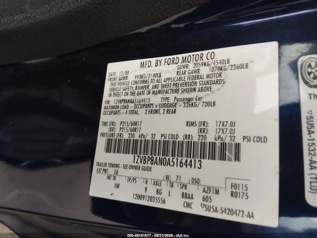 Продажа на аукционе авто 2010 Ford Mustang V6/v6 Premium, vin: 1ZVBP8AN0A5164413, номер лота: 46151577