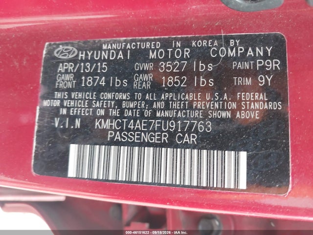 Продаж на аукціоні авто 2015 Hyundai Accent Gls, vin: KMHCT4AE7FU917763, номер лоту: 46151622