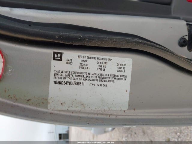 Aukcja sprzedaży 2003 Cadillac Deville Standard, vin: 1G6KD54Y83U280311, numer aukcji: 46151624