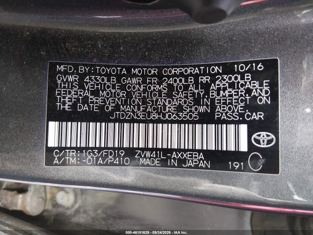 Aukcja sprzedaży 2017 Toyota Prius V Two, vin: JTDZN3EU8HJ063505, numer aukcji: 46151629