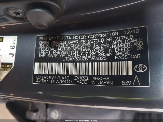 Aukcja sprzedaży 2011 Toyota Prius Four, vin: JTDKN3DU2B0266826, numer aukcji: 46151698