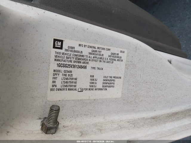 2006 Chevrolet Express Work Van მანქანა იყიდება აუქციონზე, vin: 1GCGG25V361248496, აუქციონის ნომერი: 46151710