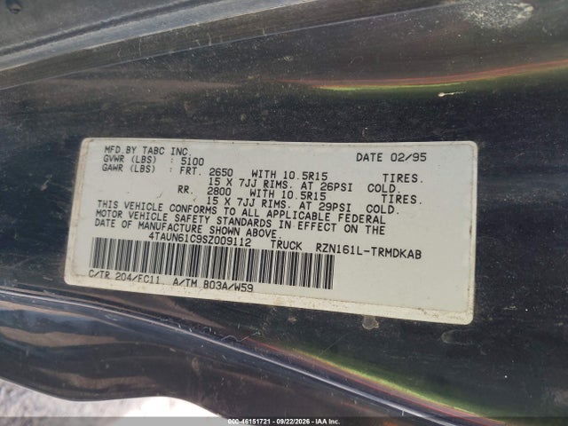 Продаж на аукціоні авто 1995 Toyota Tacoma, vin: 4TAUN61C9SZ009112, номер лоту: 46151721
