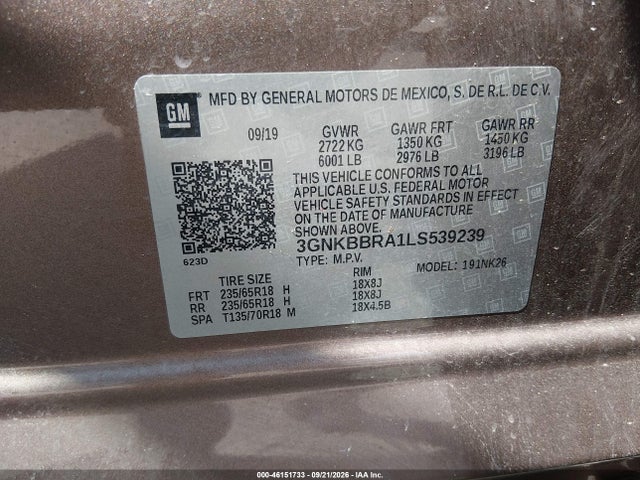 3GNKBBRA1LS539239 Chevrolet Blazer Fwd 1lt